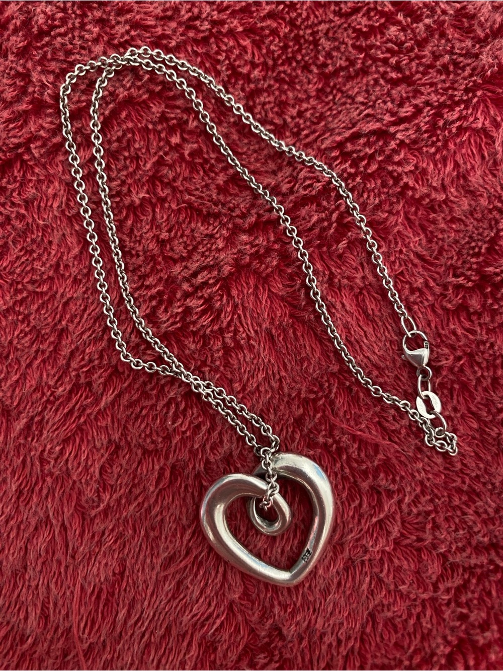 James Avery Floating Heart Strings Necklace Retired Sterling Silver